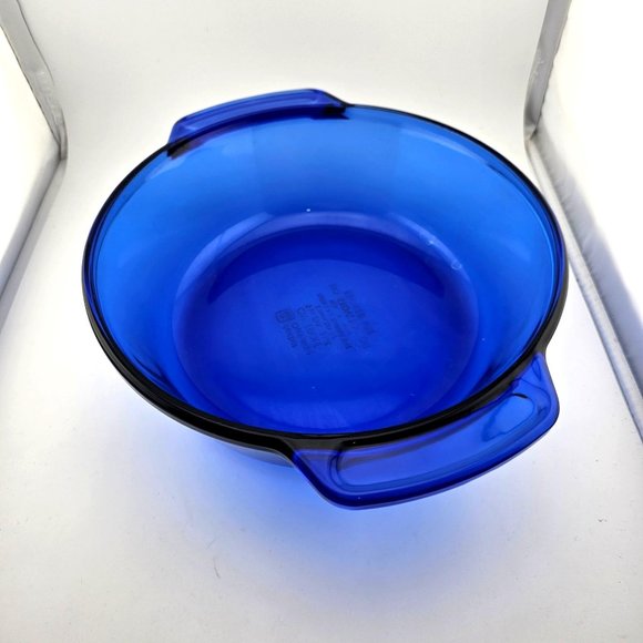 Vintage Anchor Hocking Essentials Cobalt Blue Casserole Bowl 2qt handles 9" - Picture 4 of 16